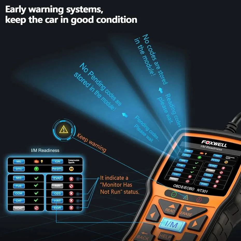 FOXWELL NT301 OBD2 Scanner Motorkontrollleuchte Code-Lesegerät Professioneller ODB2 OBD2 Fahrzeugdiagnosescanner Auto-Diagnosetools PK ELM327