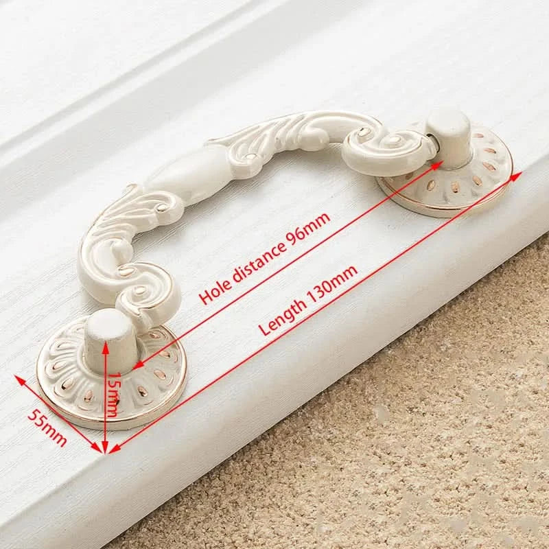 KAK Zinc Aolly Ivory White Cabinet Handles Kitchen Cupboard Door Pulls Drawer Knobs European Fashion Furniture Handle Hardware
