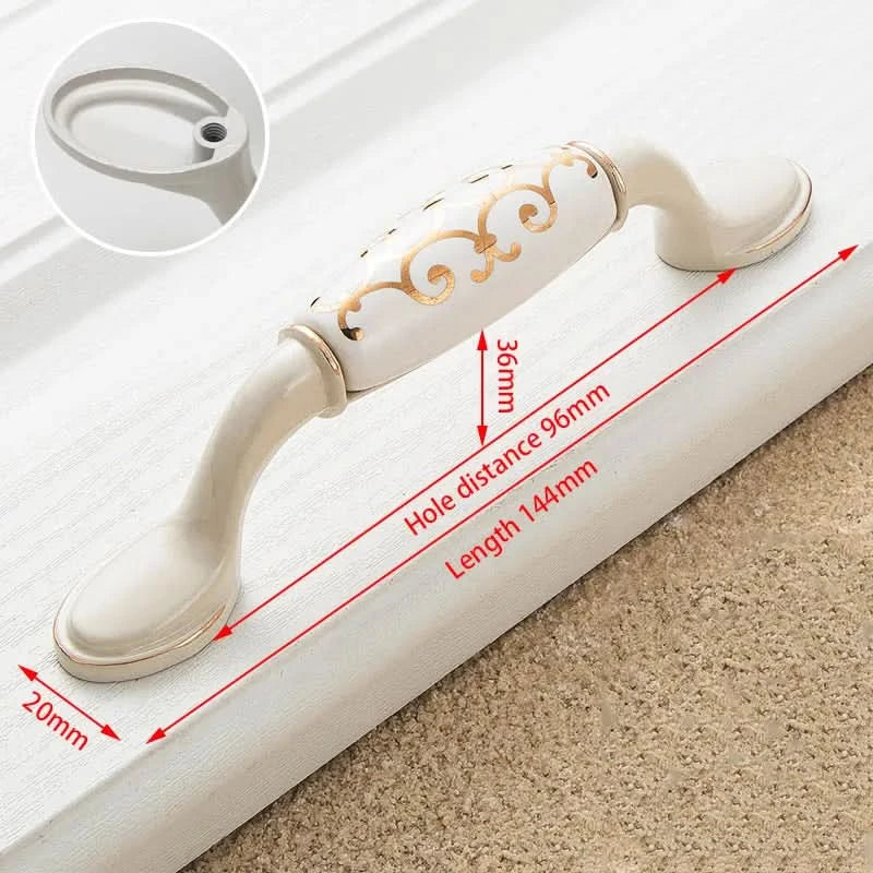 KAK Zinc Aolly Ivory White Cabinet Handles Kitchen Cupboard Door Pulls Drawer Knobs European Fashion Furniture Handle Hardware