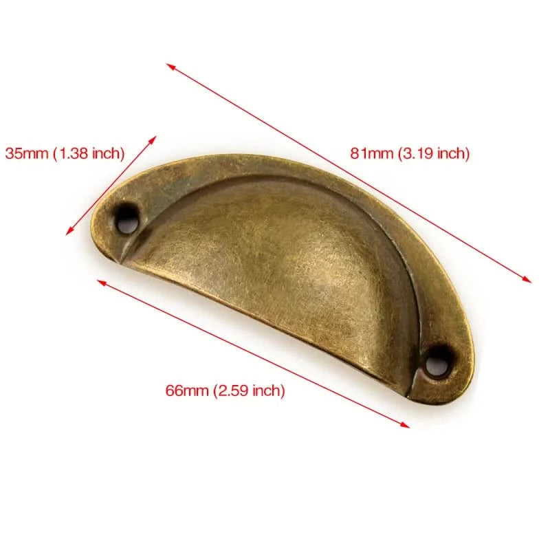KAK 2PCS Retro Metal Kitchen Drawer Cabinet Door Handle And Furniture Knobs Handware Cupboard Antique Brass Shell Pull Handles