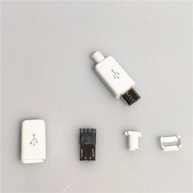 10 Sets Micro USB 4Pin 5Pin Male Connectors Plug Black White welding Data OTG Line Interface DIY Data cable Accessories