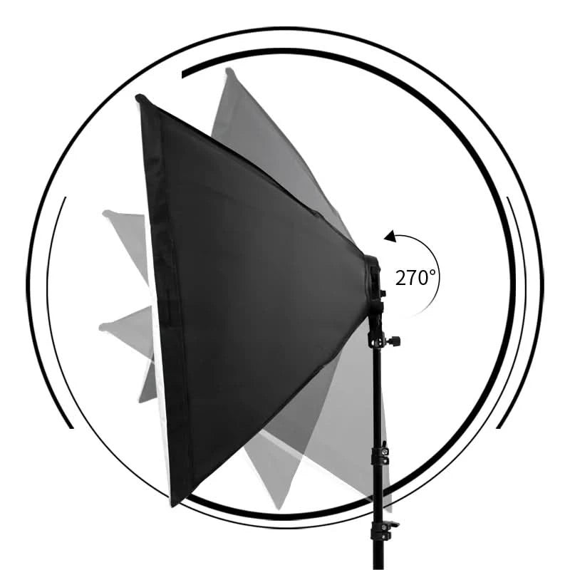 SH Fotostudio Softbox Licht-Kit Fotoausrüstung Vier Lampenfassungen Dauerlichtsystem mit E27 Glühbirnenzubehör