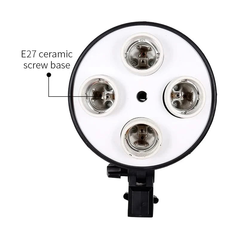 SH Fotostudio Softbox Licht-Kit Fotoausrüstung Vier Lampenfassungen Dauerlichtsystem mit E27 Glühbirnenzubehör