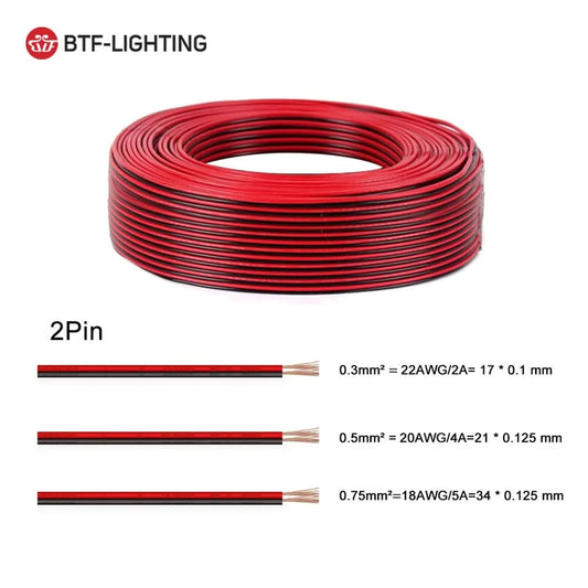 10m 2pin to 6pin Electric Wires 24AWG 22AWG 20AWG 18AWG WS2812B WS2815 RGBCCT RGBW FCOB COB LED Cable Connector Extension Wire