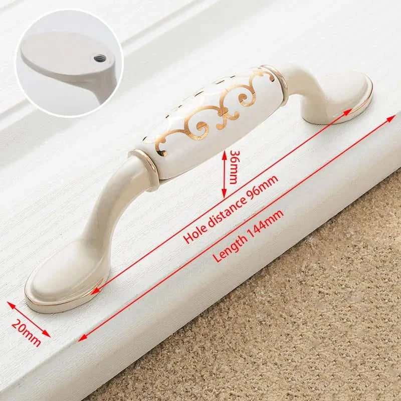 KAK Zinc Aolly Ivory White Cabinet Handles Kitchen Cupboard Door Pulls Drawer Knobs European Fashion Furniture Handle Hardware