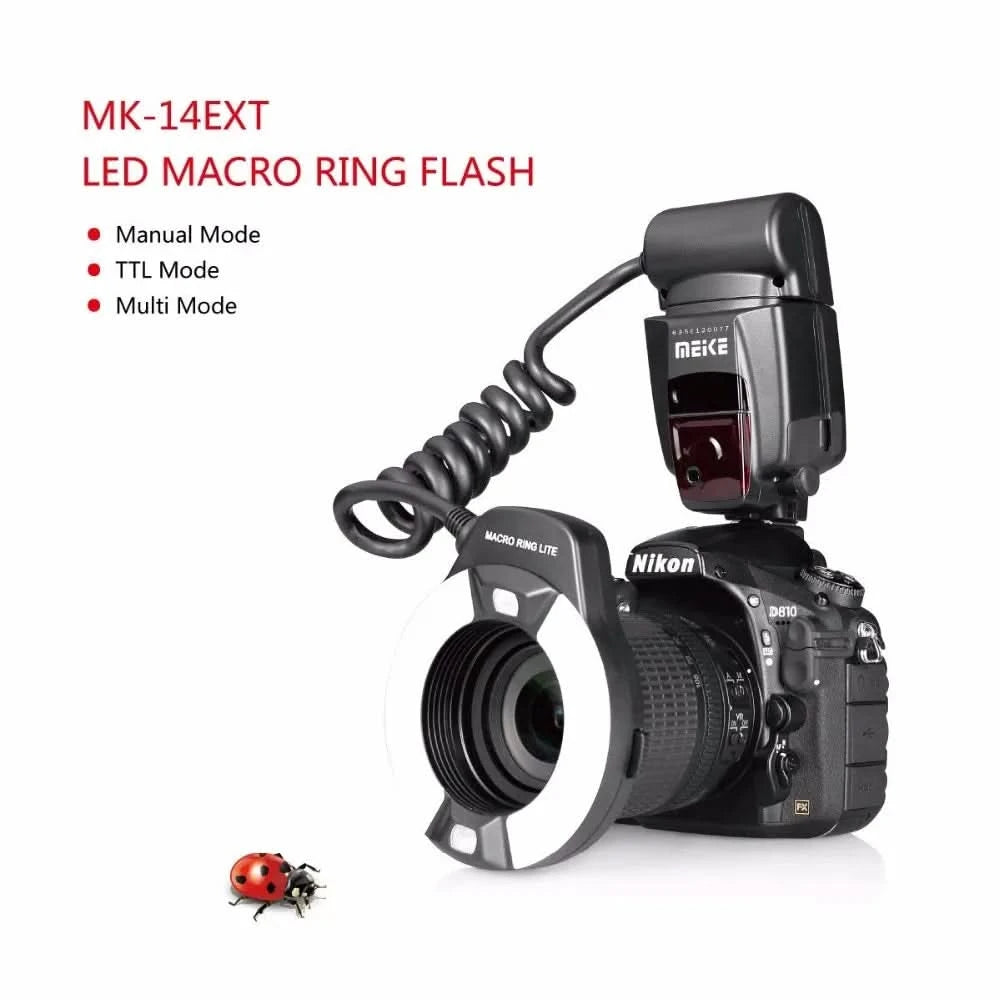 MEIKE MK-14EXT-N Ring Flash Light Speedlite GN14 For Nikon D80 D300S D600 D700 D800 D800E D3000 D3100 D3400 D5000 D5100 D7000