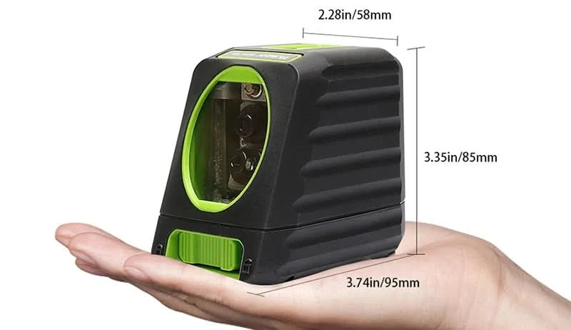 Huepar Box-1G selbstnivellierender Kreuzlinienlaser 45 m Reichweite, grüne Laserlinie mit vertikalem Abstrahlwinkel von 150°