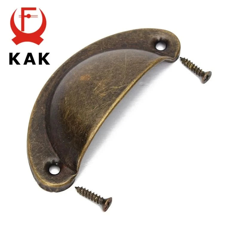 KAK 2 STÜCK Retro Metall Küchenschubladengriff und Möbelknöpfe Schrank Antik Messing Muschelgriffe