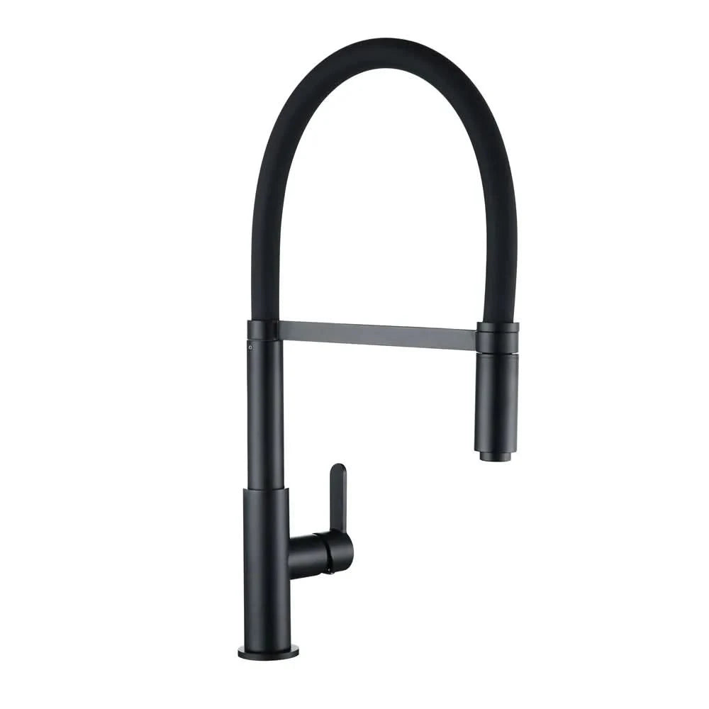 Smesiteli Kitchen Faucets Round Matte Black Brass Single Handle Single Hole 360 Degree Swivel Mixer Sink Tap Pull Out Down Taps