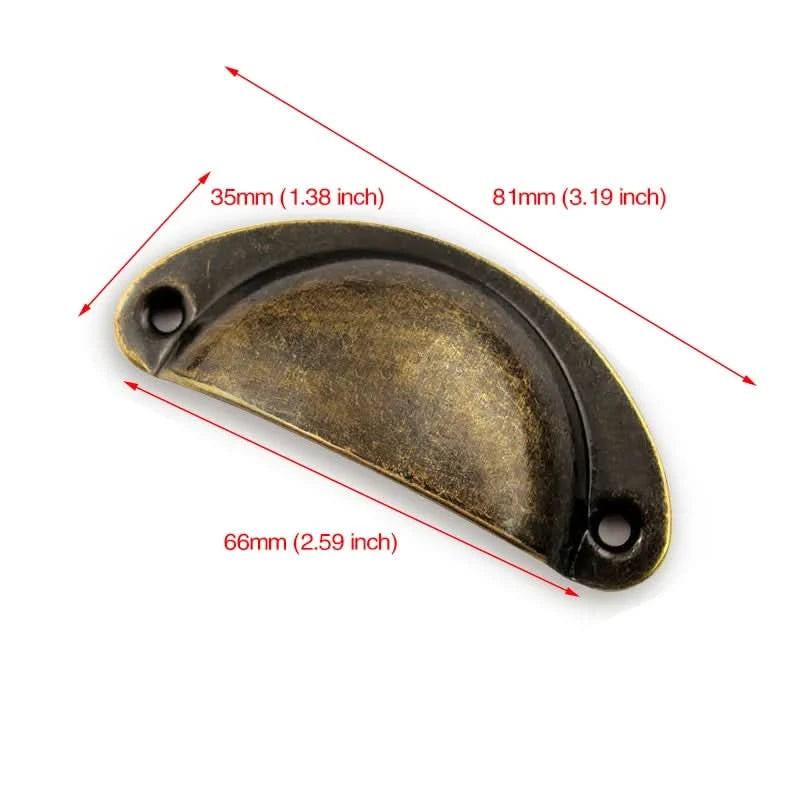 KAK 2 STÜCK Retro Metall Küchenschubladengriff und Möbelknöpfe Schrank Antik Messing Muschelgriffe