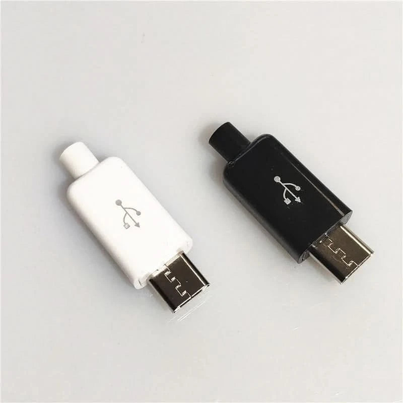 10 Sets Micro USB 4Pin 5Pin Male Connectors Plug Black White welding Data OTG Line Interface DIY Data cable Accessories