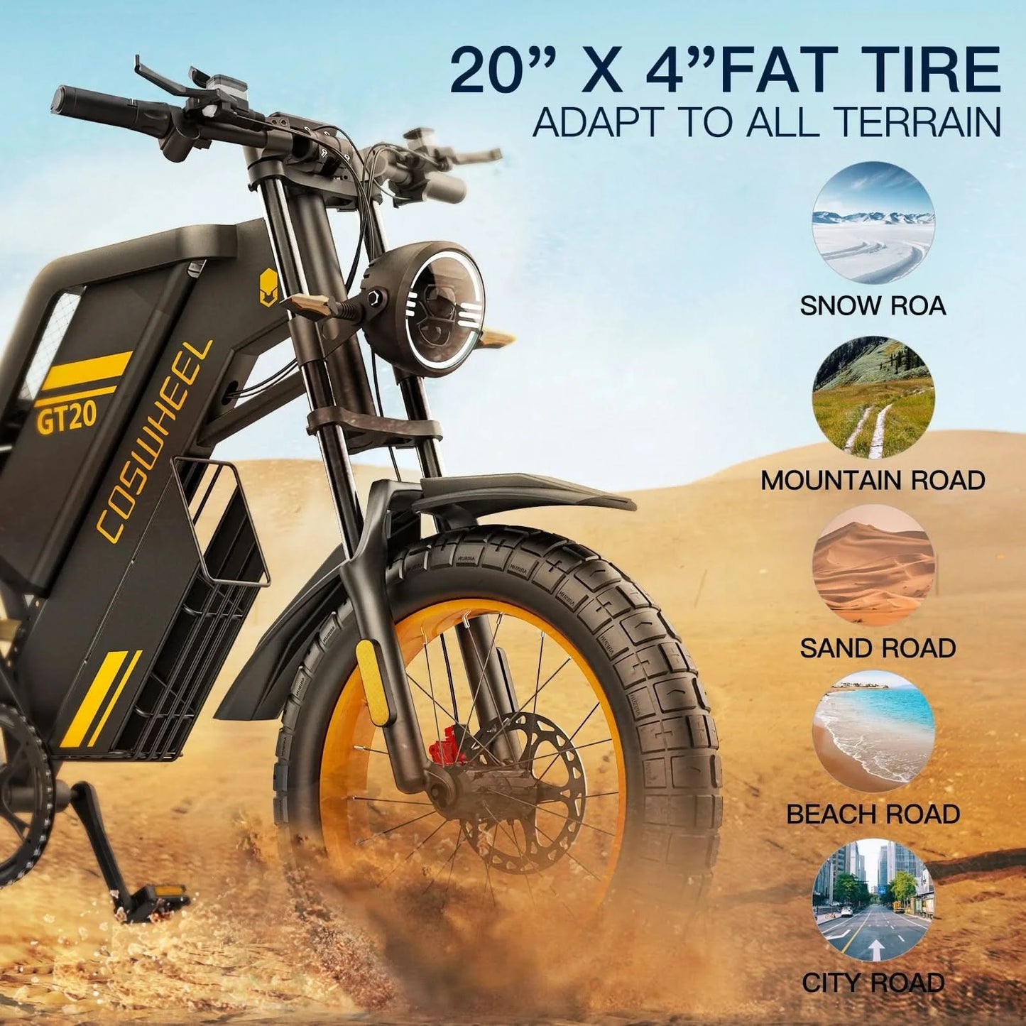 Coswheel GT20 Long Range E-Bike Akku Schnell Fat Tire Elektrofahrrad Direkt ab Werk 1500W Leistung Günstiges E-Bike Mountain Ebike Fatbike