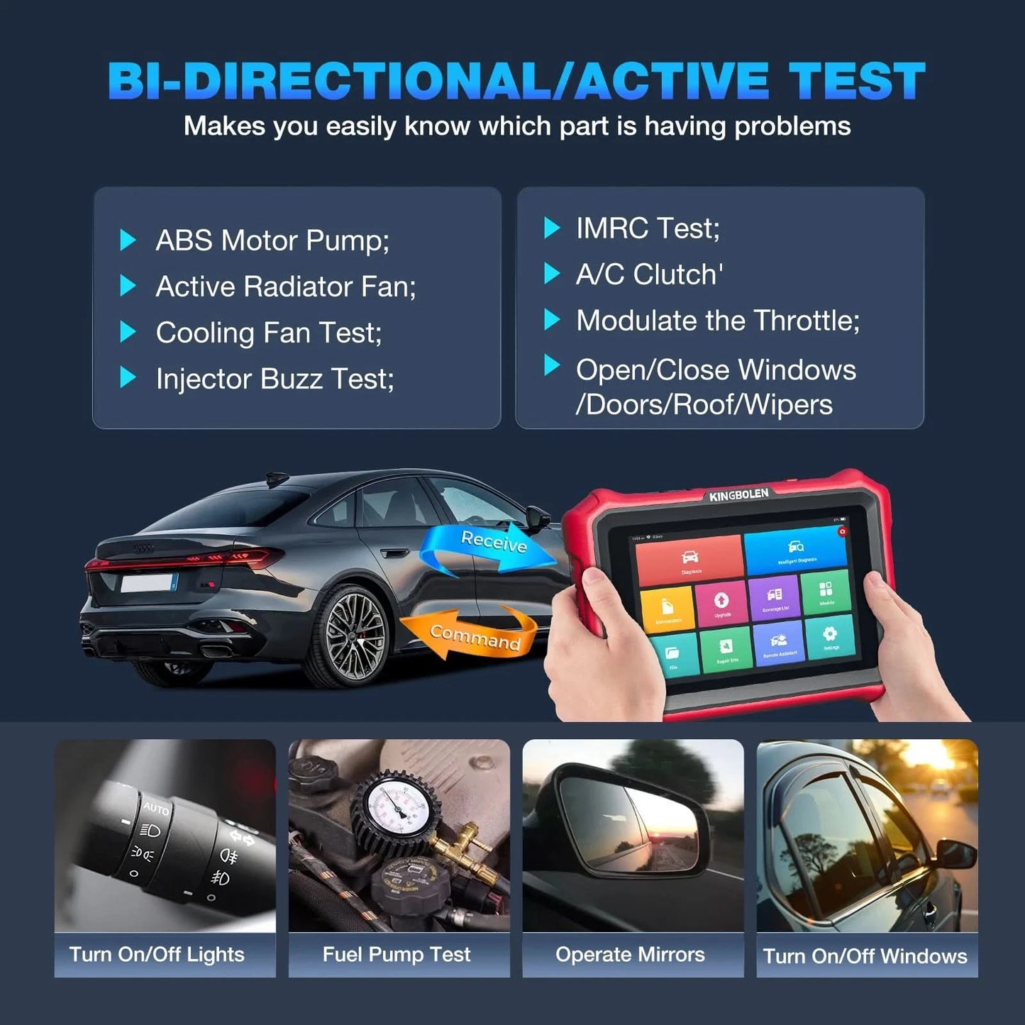 USA EU Lager Kingbolen K8 Elite Volles System Bidirektionales Diagnosegerät ECU-Codierungs-Scanner Lebenslange kostenlose Updates