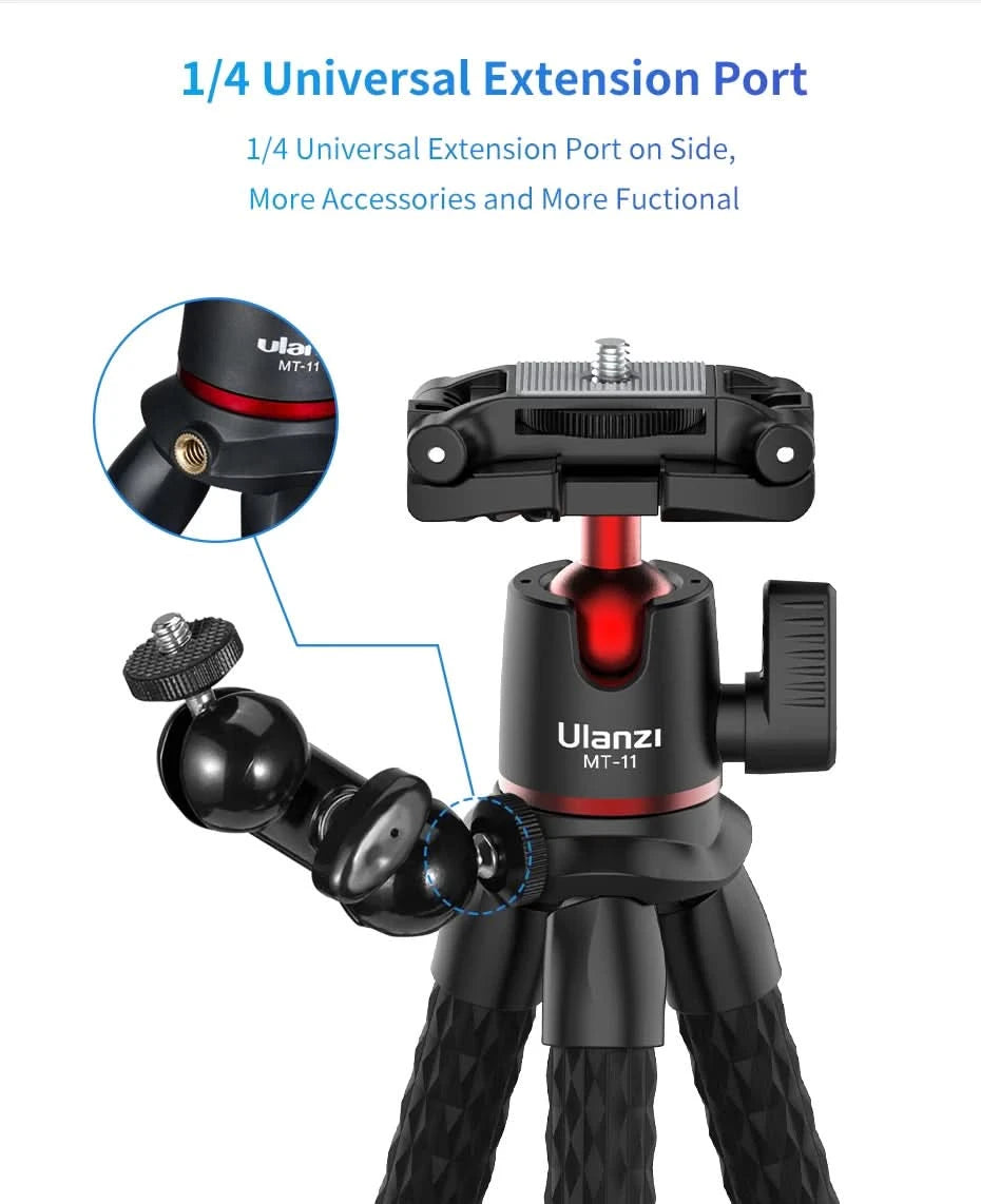 Ulanzi MT-11 Flexible Octopus Tripod For Phone DSLR Camera Vlog Portable 2in1 Design Selfie Stick Tripod With Phone Holder