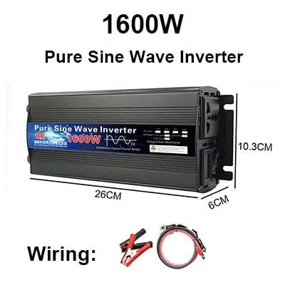 Pure Sine Wave Inverter 12V 24V 110V 220V 1000w 2000w 2600w Inversor 12V 48V to 220V Power Solar Inverter Converter LED Display