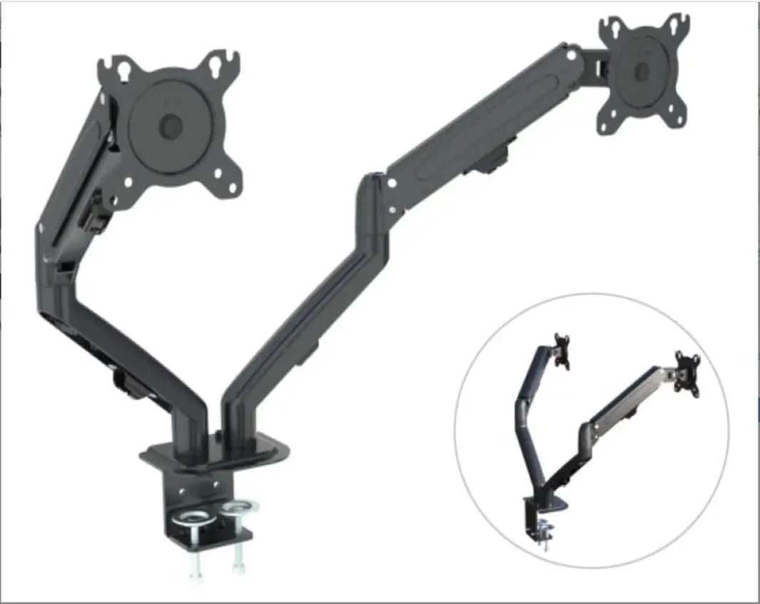 Hyvarwey G08-24 Dual Monitor Desktop Mount Bracket for 13 to 27-Inch LCD Screens Rotate & Tilt Adjust Two-Arm Desk Stand Support