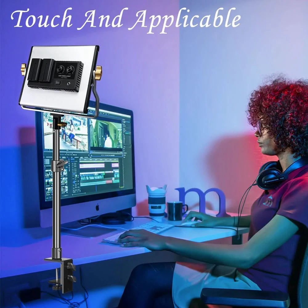 SH C-clamp Light Tripod Desktop Light Stand With 1/4" Ball Head Adjustable Tabletop Bracket Stand For Camera, Ring Light