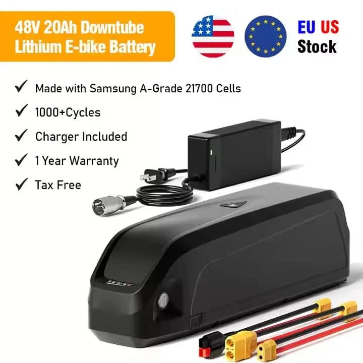 Hailong Hochleistungs-48V-20Ah-Unterrohr-Fahrradakku, E-Bikes 20Ah Reichweite, Montagehalterung, Hochleistungs-Lithium-Ionen-Akku