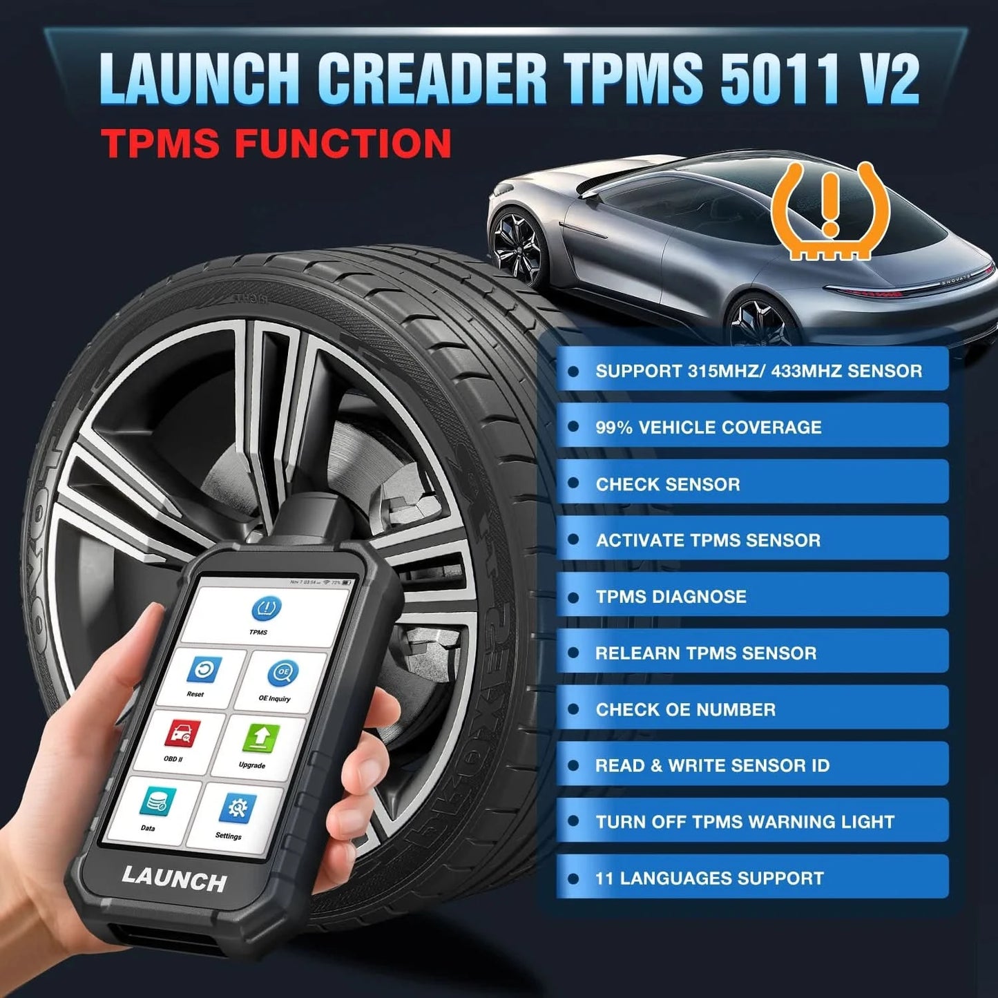 USA EU Lager EINFÜHRUNG Creader TPMS CRT5011 V2 Reifendruckprogrammier-Sensor-Scan-Tool