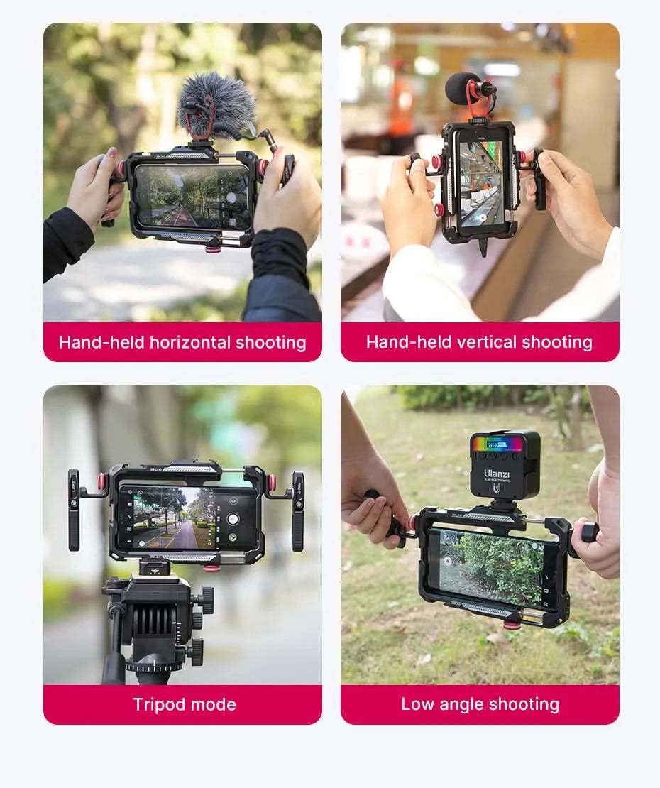 Ulanzi Lino Smartphone-Cage für iPhone 16 15 14 13 12 X XR XS Max Mini/Pro/Pro Max Smartphone-Griff Telefon-Vlog-Video