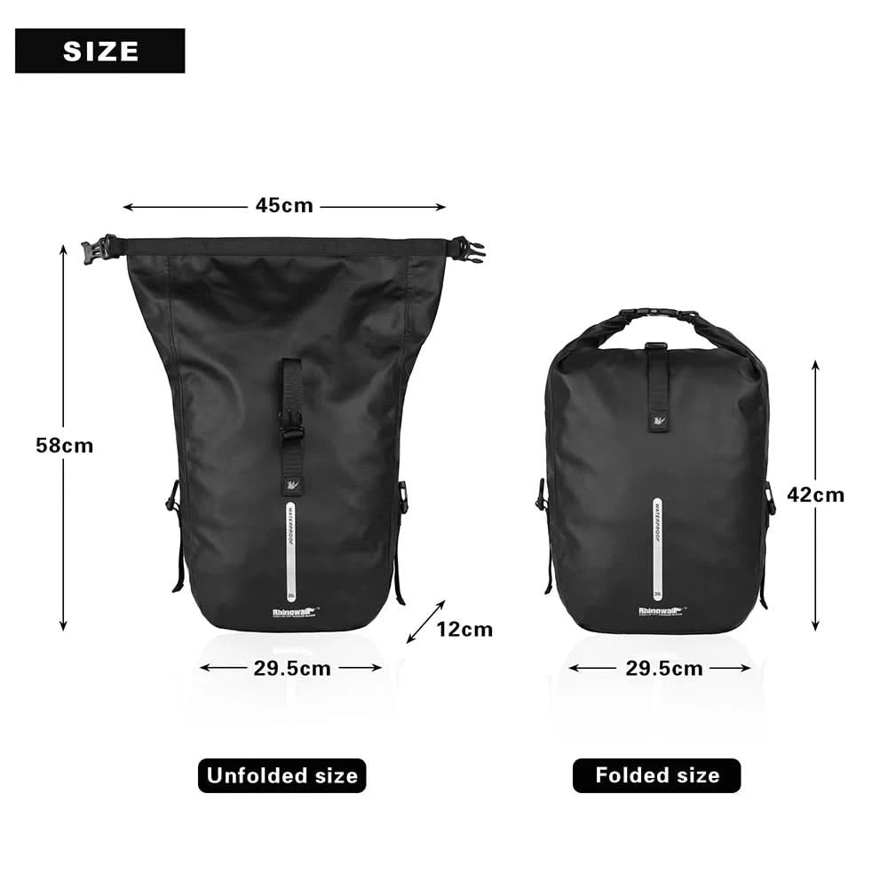 Rhinowalk Fahrradtasche & Gepäckträgertasche, 100 % wasserdicht, 27 l großes Fassungsvermögen, multifunktionale Gepäckträgertasche, Fahrradtaschen