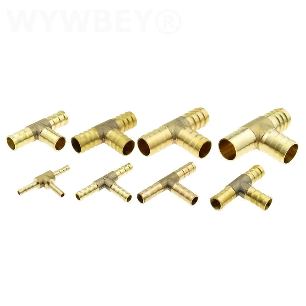 T-Y 3-Wege Messing Schlauchverbinder Spleißer Widerhakenrohr-Fitting 4 6 8 10 12 19 mm 25 mm Schwanz Pneumatischer Luftwasser-Schlauchkupplungsadapter