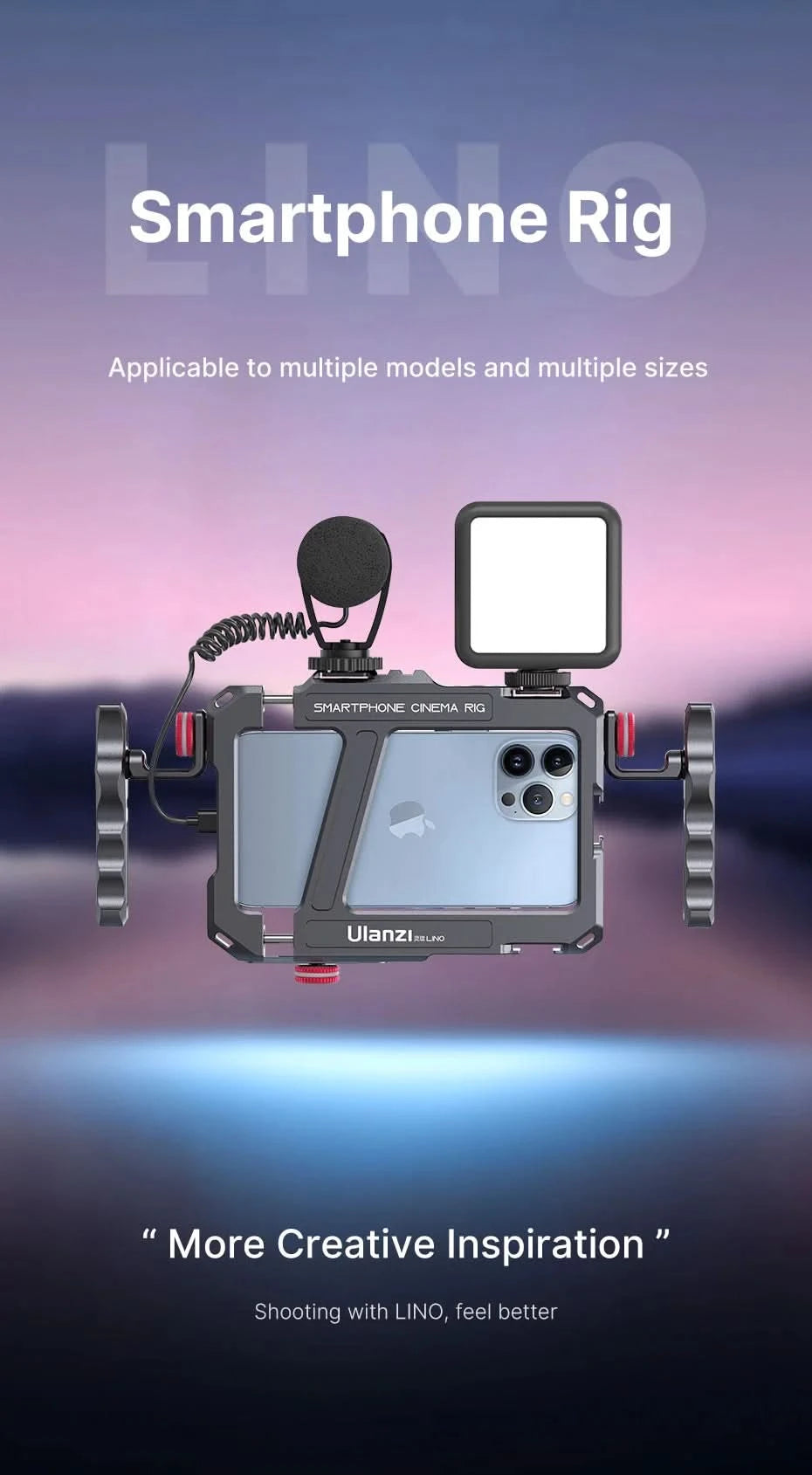 Ulanzi Lino Smartphone Cage für iPhone 16 15 14 13 X XR XS Max Mini/Pro/Pro Max Smartphone Griff Handy Vlog Video