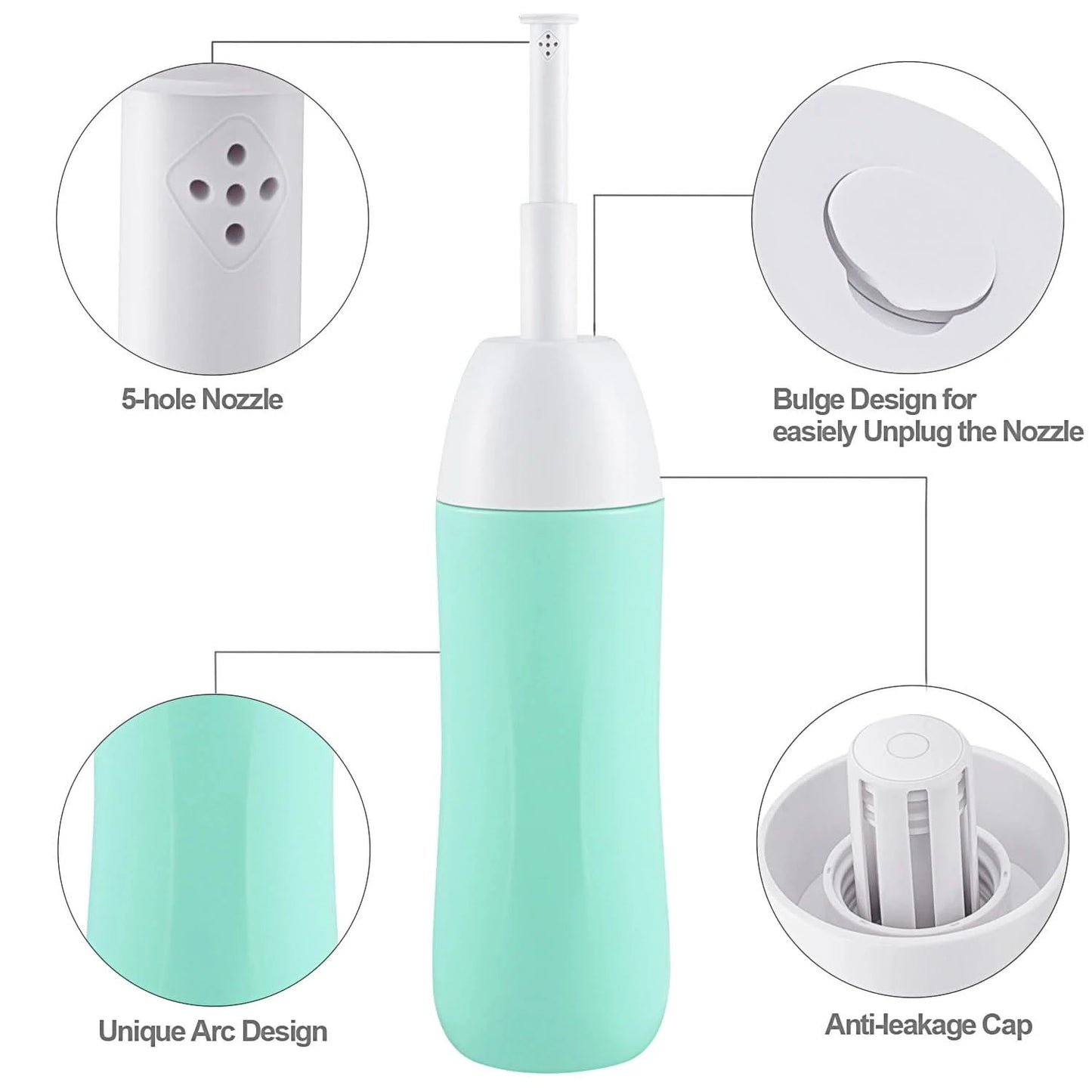 Tragbares Bidet – Reise-Handbidetflasche mit einziehbarer Sprühdüse zur Hygiene-Reinigung, Körperpflege, 400 ml, mit Tasche