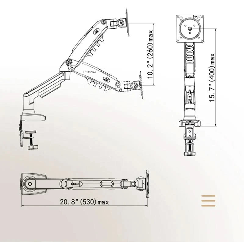 F80 Gasfeder 17-30 Zoll Desktop-LED-LCD-Monitorhalterung Arm Ergonomische Gasfeder Flexi-Halterung Belastung 2~9kg