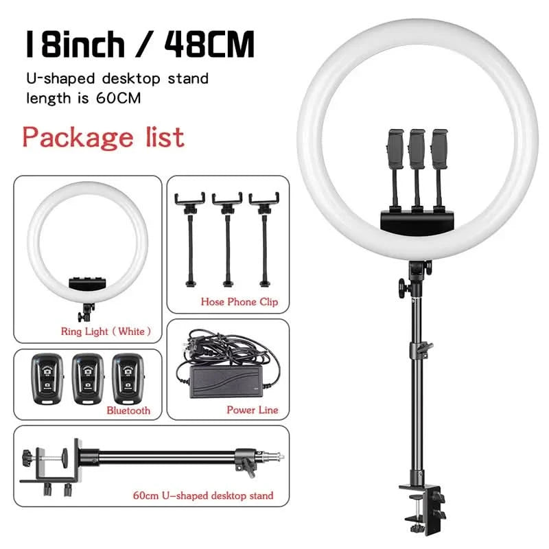 SH 45cm 18 Zoll Ringlicht mit Stativ USB-Lade-Selfie-LED-Lampe Dimmbares Fotolicht für Fotografie Studio