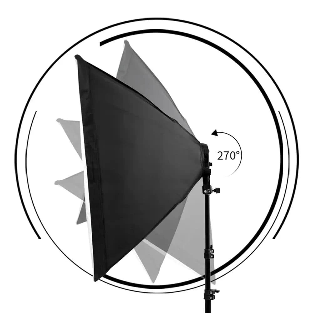 Fotohintergrundrahmen Ständer Softbox Beleuchtungsset Fotostudio-Ausrüstungszubehör mit 3 Hintergrundstoffen und Stativ