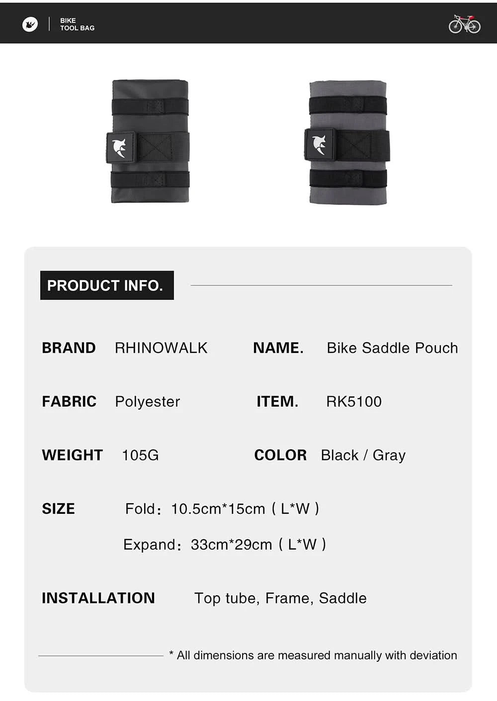 Rhinowalk Fahrradtasche Fahrrad-Flaschenhalter Tasche MTB Fahrrad Isoliert Wasserkocher Tasche Reiten Lenker 1 Stk oder 2 Stk Zubehör