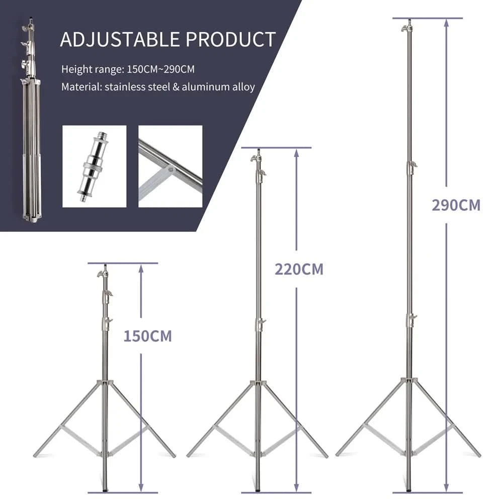 2/2.8M Edelstahl-Aluminiumlegierung Stativ Faltbares Leuchtenstativ Stativ Fotografie C-Stand für Spotlicht Softbox Fotostudio