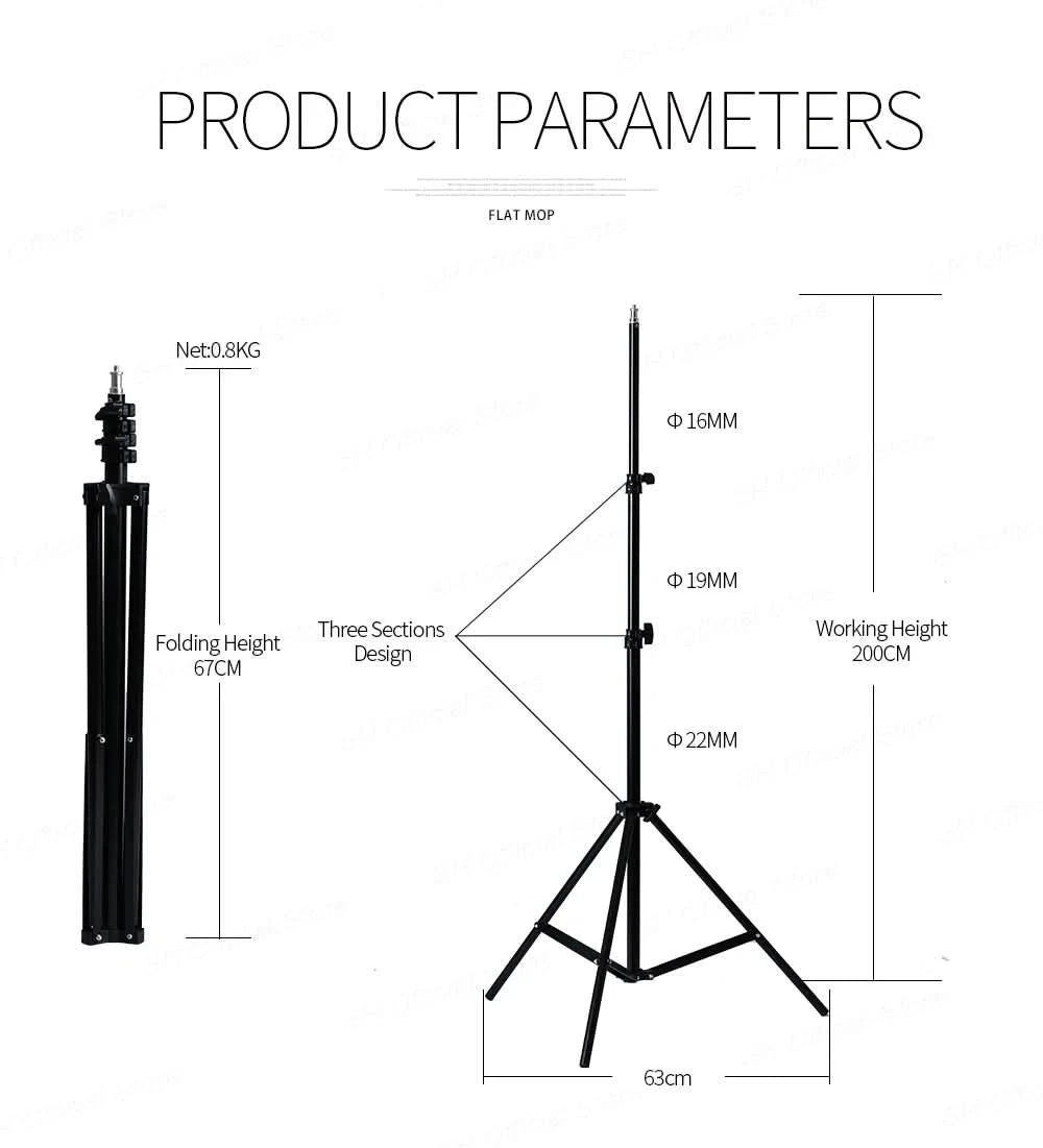 1/4 Screw Head Light Stand Tripod 2m 1.5m 68cm For Phone Selfie Stick Adjustable For Photo Studio Flashes Photographic Softbox