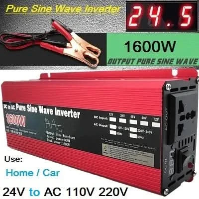 Reiner Sinus-Wechselrichter 12V/24V auf AC110V 220V 1000W 2000W 3000W Spannungswandler Leistungswandler Solar-Wechselrichter LED-Anzeige