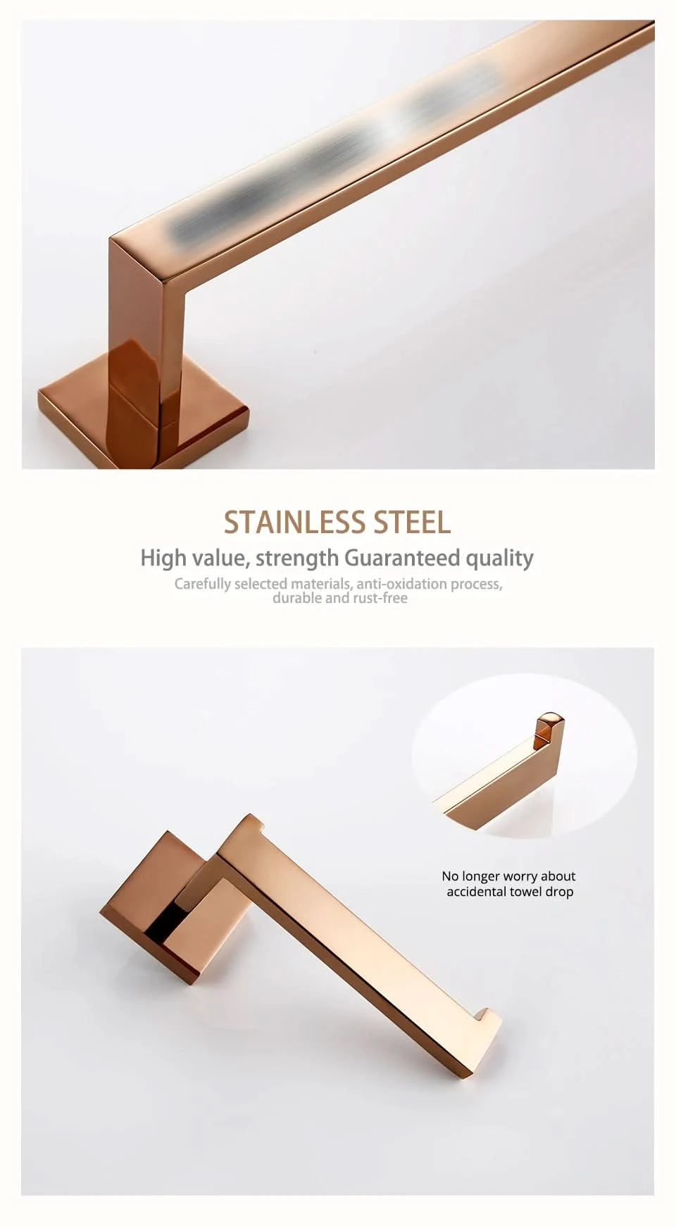 Rose Gold Bathroom Accessories Set Wall Mount Shelf Toilet Bath Hardware Paper Holder Towel Bar Rack Rail Rod Robe Hook Hanger