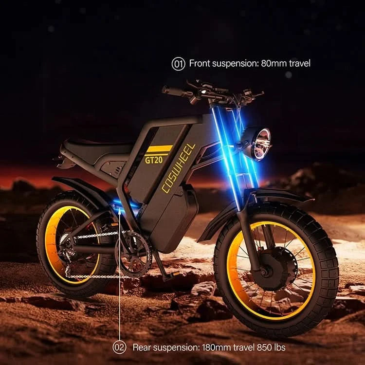 COSWHEEL GT20 PRO E-Bike Elektrofahrrad 48V 3000W Leistungsstarker Doppelmotor 40AH Doppelakku Elektromotorrad Mountain Dirt Bike