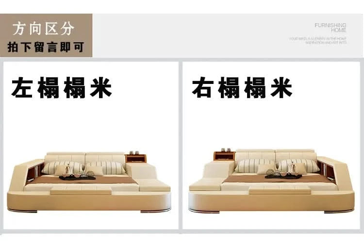 real Genuine leather bed frame Modern Soft Beds with storage Home Bedroom Furniture cama muebles de dormitorio / camas quarto
