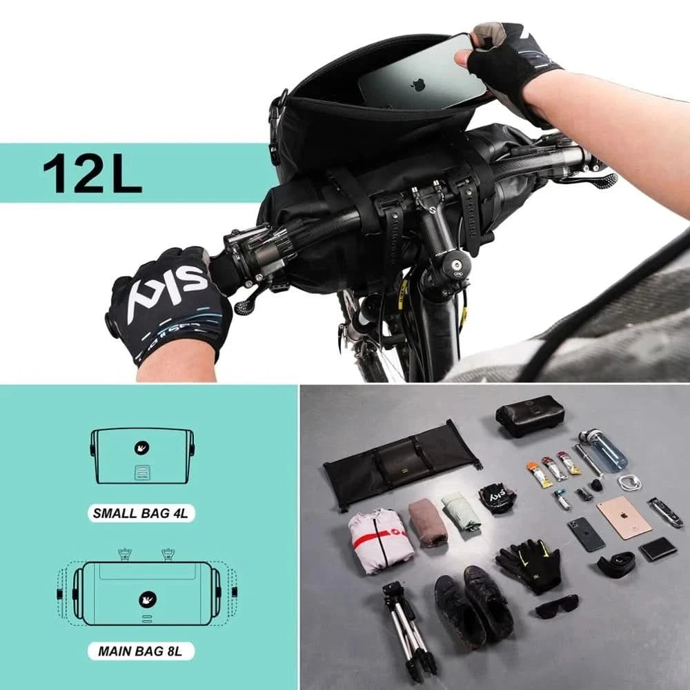 Rhinowalk Fahrradtasche Lenkertasche Wasserdicht Vordertasche Fahrradtasche MTB Multifunktionale Portable 12L MTB Rennrad Lenkertasche