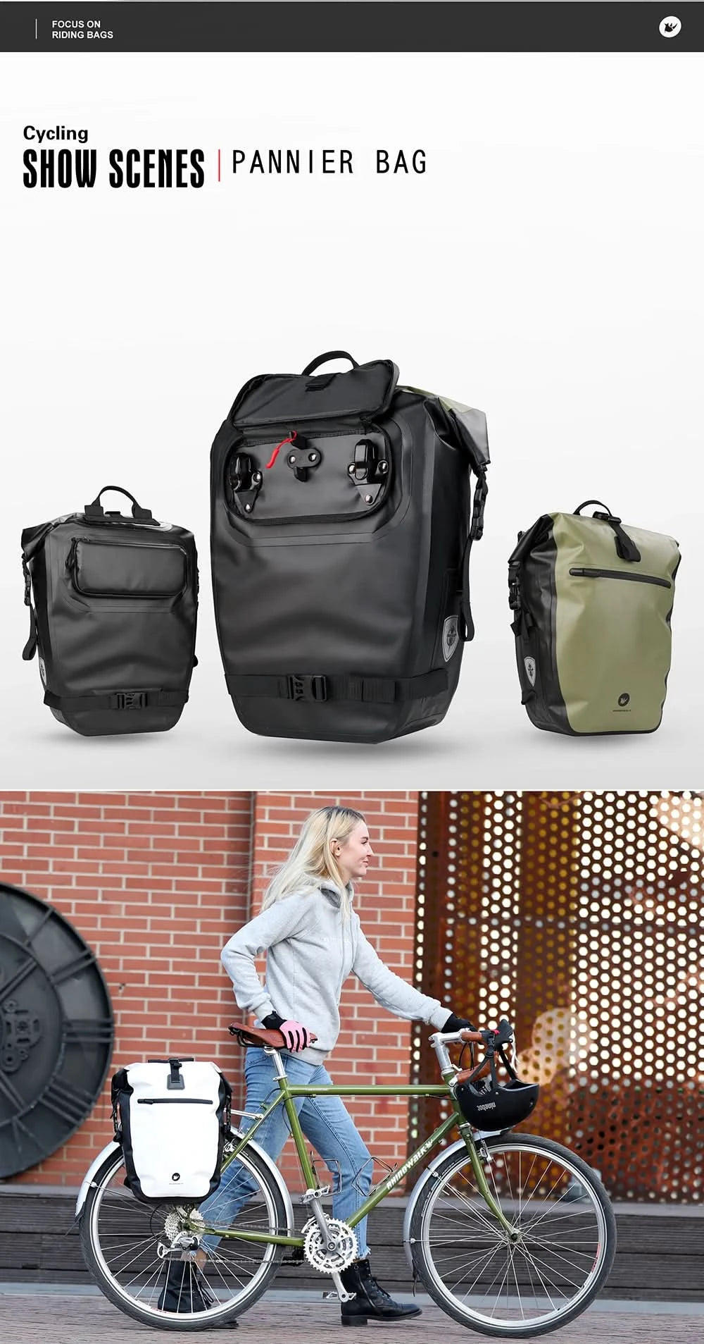 Rhinowalk Fahrradtasche & Gepäckträgertasche, 100 % wasserdicht, 27 l großes Fassungsvermögen, multifunktionale Gepäckträgertasche, Fahrradtaschen