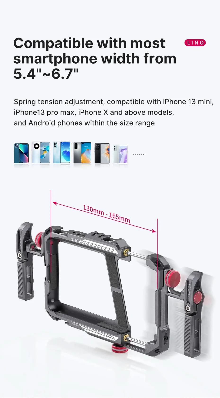 Ulanzi Lino Smartphone Cage für iPhone 16 15 14 13 X XR XS Max Mini/Pro/Pro Max Smartphone Griff Handy Vlog Video