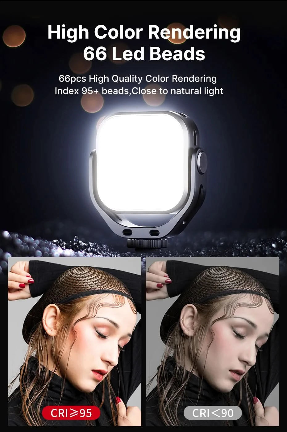 Ulanzi VIJIM VL66 3200k-6500k Vlog Fülllicht 360° drehbares LED-Videolicht mit erweiterter Kaltschuhhalterung 2000mAh Akku mit Lichtstativ