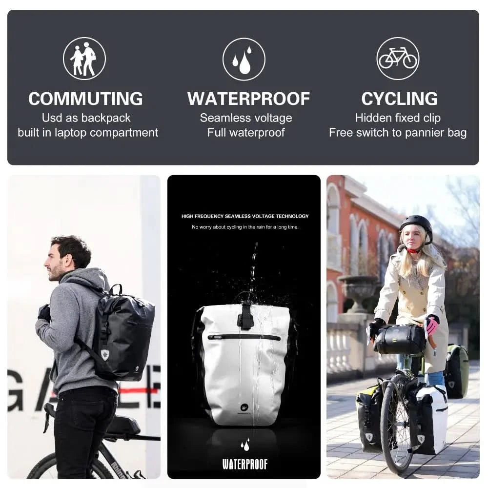 Rhinowalk Fahrradtasche & Gepäckträgertasche, 100 % wasserdicht, 27 l großes Fassungsvermögen, multifunktionale Gepäckträgertasche, Fahrradtaschen