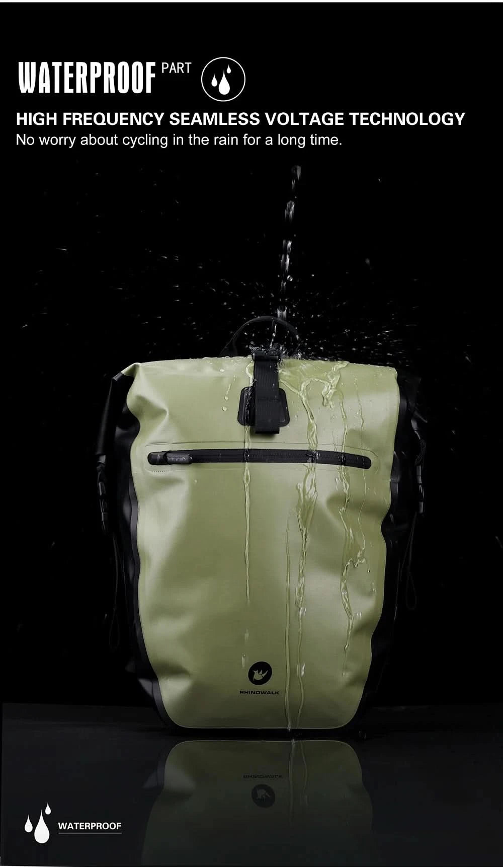 Rhinowalk Fahrradtasche & Gepäckträgertasche, 100 % wasserdicht, 27 l großes Fassungsvermögen, multifunktionale Gepäckträgertasche, Fahrradtaschen