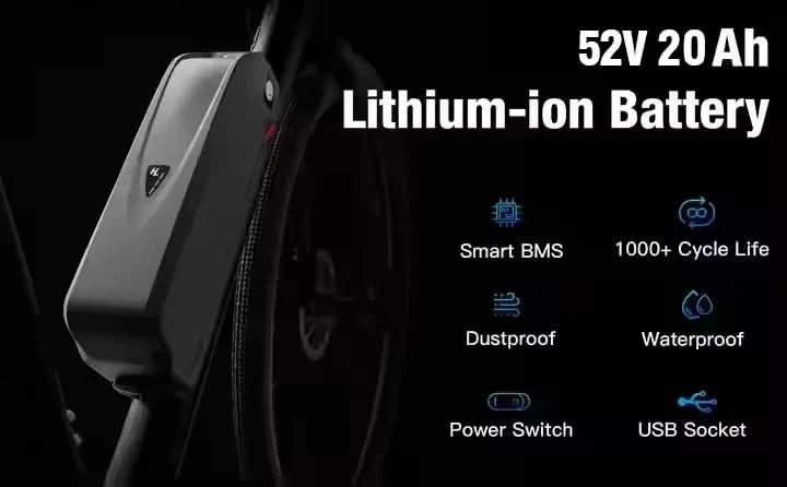 Hailong 52V 20Ah Electric Bicycle Battery Pack Downtube Lithium Ion Ebike Battery for Bike