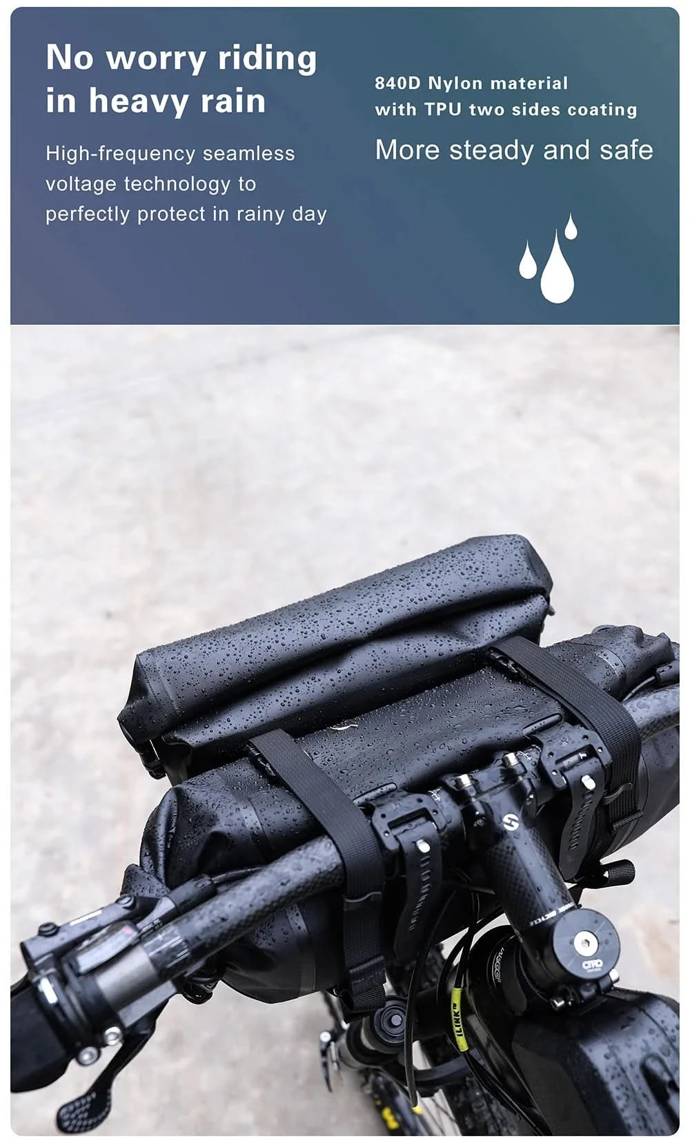 Rhinowalk Fahrradtasche Lenkertasche Wasserdicht Vordertasche Fahrradtasche MTB Multifunktionale Portable 12L MTB Rennrad Lenkertasche