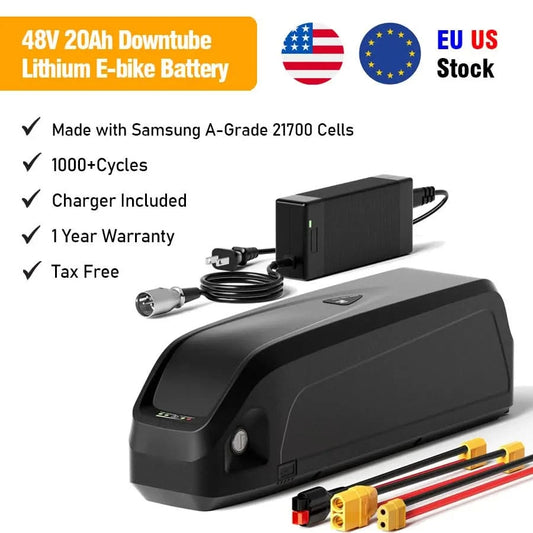 EU US Stock 48V 20ah Electric Bicycle Battery 36V 48V 52V 13Ah 15ah 20Ah for E-bike Scooter Lithium Ion Packs