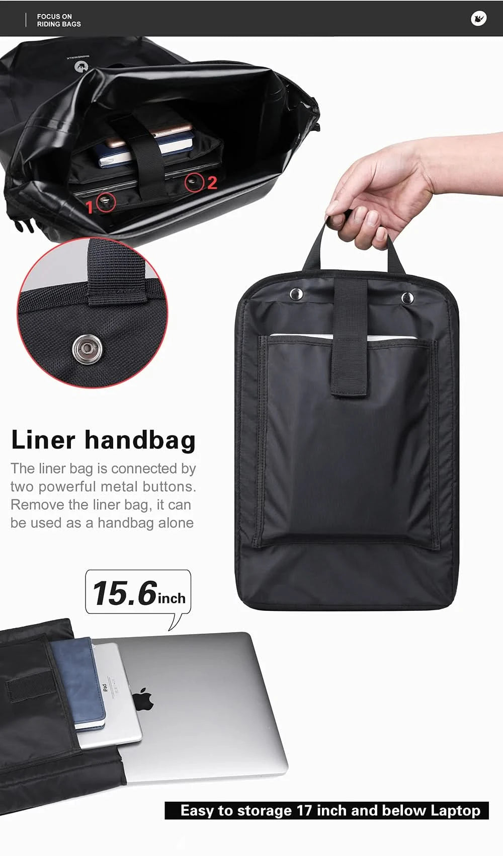 Rhinowalk Fahrradtasche & Gepäckträgertasche, 100 % wasserdicht, 27 l großes Fassungsvermögen, multifunktionale Gepäckträgertasche, Fahrradtaschen