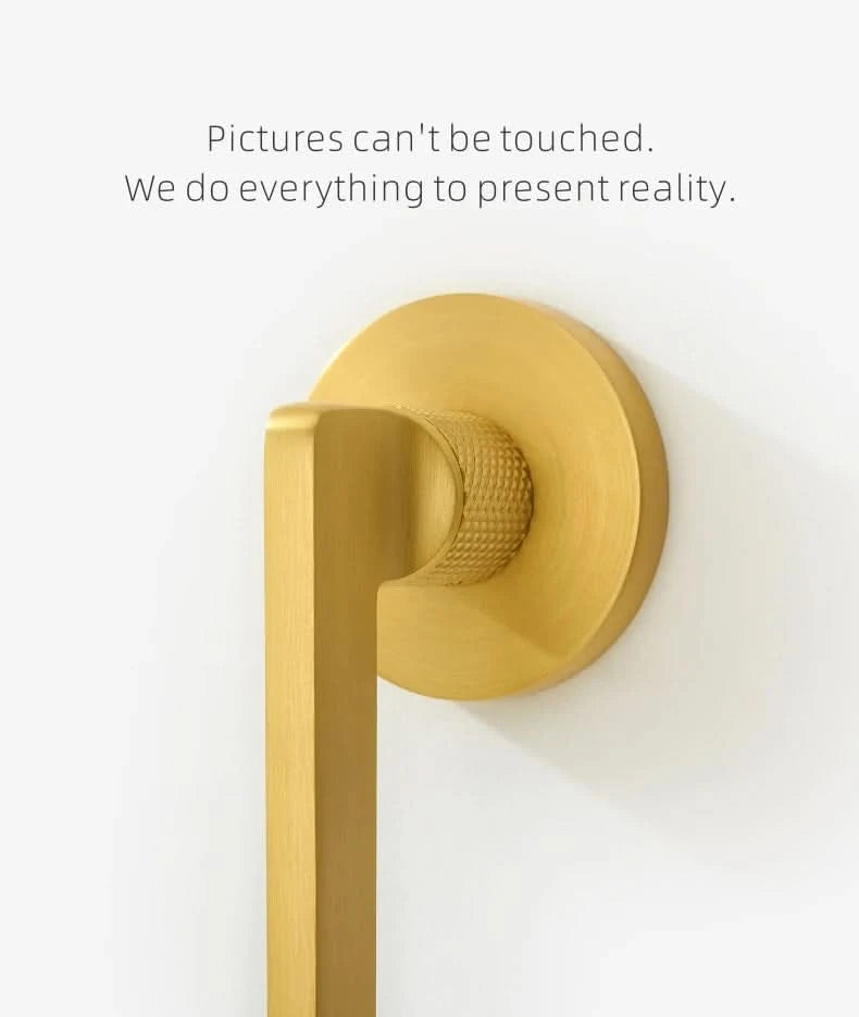 Dooroom Messing Türdrücker, geräuschlos, Schwarz-Gold, für Schlafzimmer, Badezimmer, Holztür, Schloss-Set, Blindgriffknauf