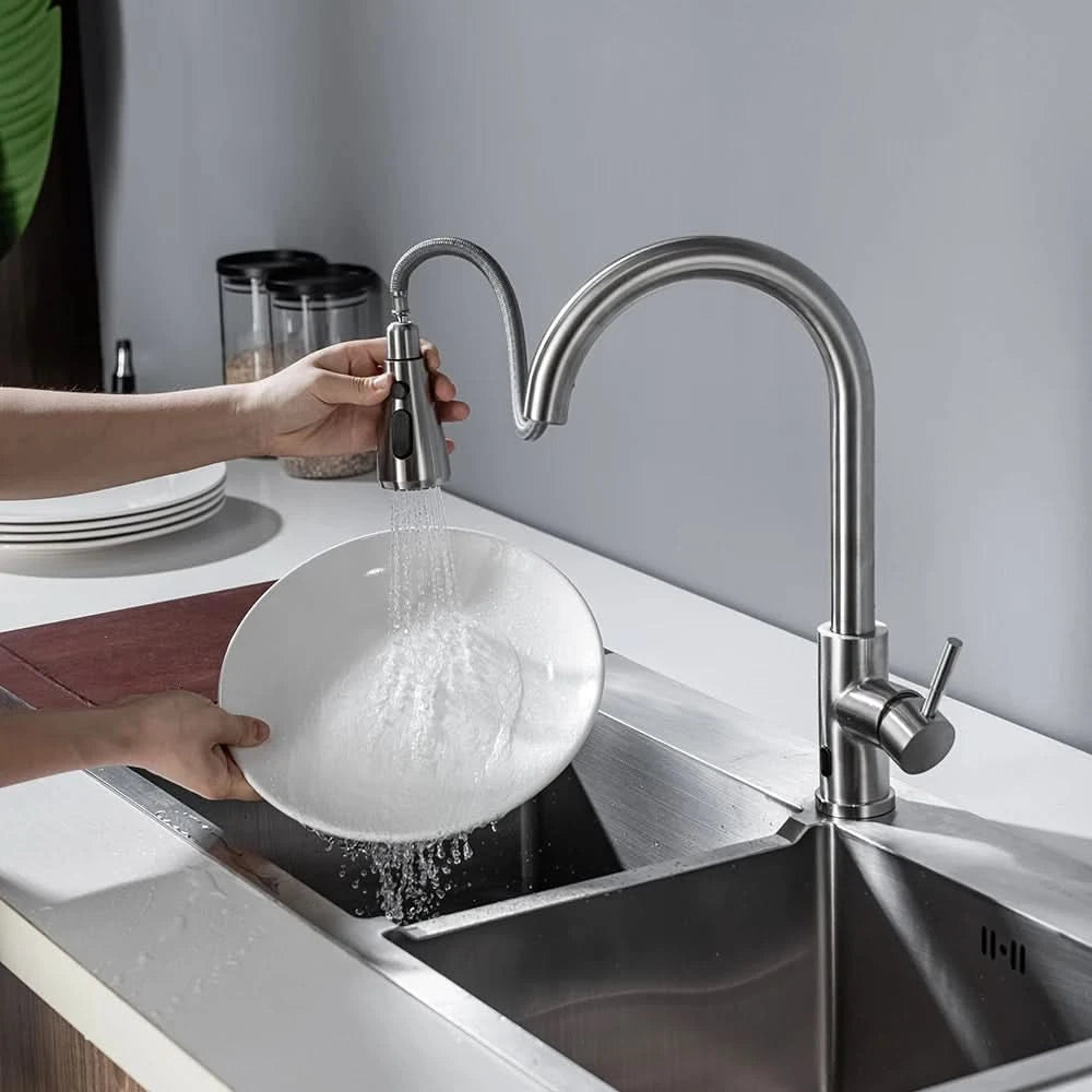 Smarte berührungslose Küchenarmatur gebürstet ausziehbar Infrarot-Sensor Armaturen Schwarz/Nickel Infrarot-Wassermischer Armaturen